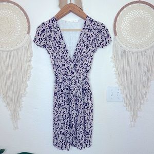 Max studio purple and gray geometric print faux wrap dress XS